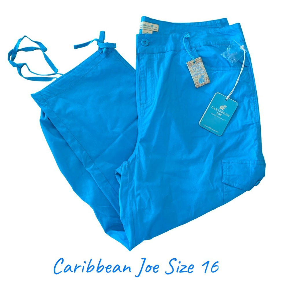 NWT Caribbean Joe Turquoise Capri Pants Plus Size 16